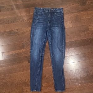 American Eagle High Waisted Blue Skinny Jeans